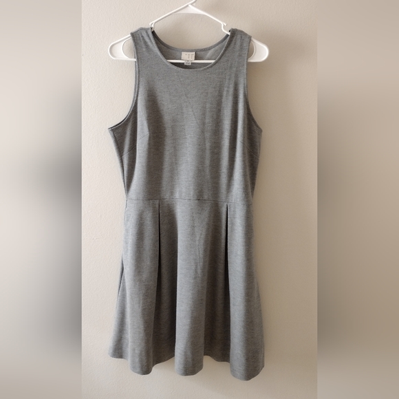 A New Day Women's Gray Heathered Knit Pockets Fit & Flare Stretch Sleeveless M - Picture 3 of 9